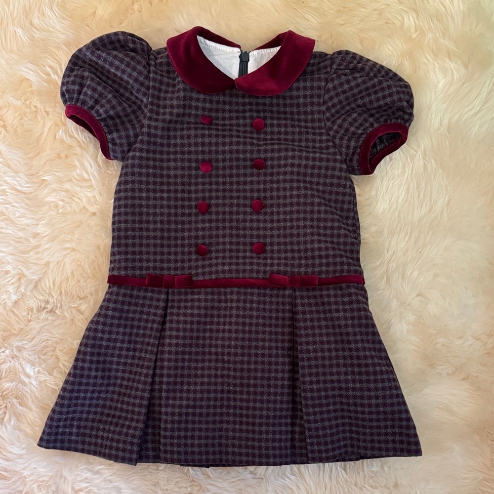 La Coqueta Burgundy Check Dress Aline